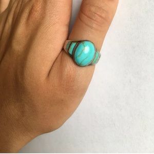 NATIVE AMERICAN STERLING SILVER TURQUOISE RING